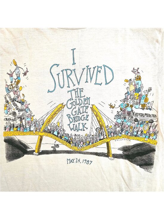 Anvil Tops - Vintage 1987 San Francisco Golden Gate Bridge Walk Survivor Tee T-Shirt M
